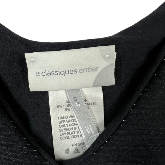 NWT Classiques Entier Black Metallic Sleeveless V Neck Stretch Tank Top Small - Picture 4 of 5
